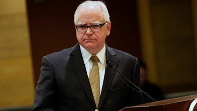 Minnesota Gov.-elect Tim Walz takes questions about the state's budget forecast, Dec. 6, 2018, in St. Paul.