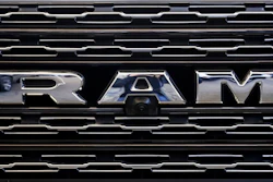 Front grill of a Ram 1500 at the 2019 Pittsburgh International Auto Show, Feb. 14, 2019.