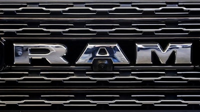 Front grill of a Ram 1500 at the 2019 Pittsburgh International Auto Show, Feb. 14, 2019.