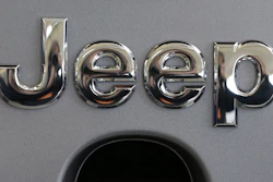 This Feb. 14, 2013, photo shows a Jeep logo at the 2013 Pittsburgh Auto Show.