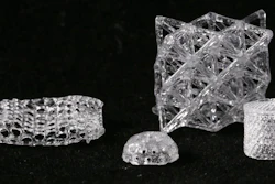 Various glass objects created with a 3D printer.