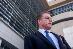 Douglas Haig leaves the Lloyd George Federal Courthouse, Tuesday Nov. 19, 2019, in Las Vegas, after pleading guilty to illegally manufacturing tracer and armor-piercing bullets found in a high-rise hotel suite where a gunman took aim before the Las Vegas Strip massacre two years ago. Haig is a 57-year-old aerospace engineer who used to reload bullets at home in Mesa, Airz., and sell them at gun shows. He isn’t accused of a direct role in the Oct. 1, 2017, shooting that killed 58 people and injured hundreds at an open-air music festival.