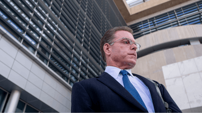 Douglas Haig leaves the Lloyd George Federal Courthouse, Tuesday Nov. 19, 2019, in Las Vegas, after pleading guilty to illegally manufacturing tracer and armor-piercing bullets found in a high-rise hotel suite where a gunman took aim before the Las Vegas Strip massacre two years ago. Haig is a 57-year-old aerospace engineer who used to reload bullets at home in Mesa, Airz., and sell them at gun shows. He isn’t accused of a direct role in the Oct. 1, 2017, shooting that killed 58 people and injured hundreds at an open-air music festival.