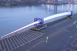 The 107-meter blade arrives in Boston.