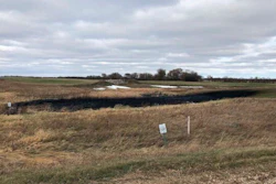 This Oct. 30, 2019, photo provided by the North Dakota Department of Environmental Quality shows affected land from a Keystone oil pipeline leak near Edinburg.