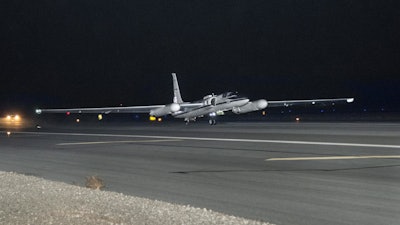 NASA's ER-2 taking off with the air-LUSI moonlight collection equipment on board.