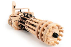 The minigun is powered by an electric motor that can be charged in a matter of minutes, but the biggest selling point is how easy it is to reload.