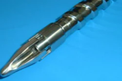Screw for plastic injection molding, as fabricated with the developed steel.