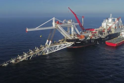 In this Nov. 11, 2018, file photo, a ship works offshore in the Baltic Sea on the natural gas pipeline Nord Stream 2 from Russia to Germany.