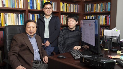 Wei Cai, Dr. Bo Wang and Wenzhong Zhang, researchers at SMU, work on an Army-funded project developed an algorithm to simulate how electromagnetic waves interact with materials in devices.