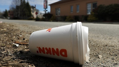 A Styrofoam coffee cup in Augusta, Maine, May 1, 2019.