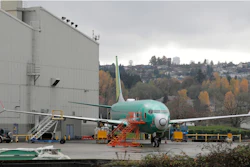 In this Nov. 14, 2018, file photo a Boeing 737-MAX 8 is parked outside Boeing Co.'s 737 assembly facility in Renton, Wash.