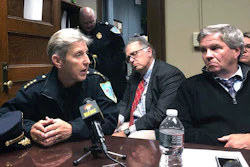 In this Oct. 17, 2019, photo, Police Commissioner Cheryl Clapprood addresses councilors' concerns about government use of facial recognition technology in surveillance cameras during a meeting in Springfield, Mass.