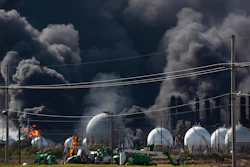 Smoke from an explosion at the TPC Group plant in Port Neches, Texas, Nov. 27, 2019.