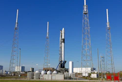 A Falcon 9 SpaceX rocket ready for launch at Cape Canaveral Air Force Staton in Cape Canaveral, Fla., Dec. 4, 2019.