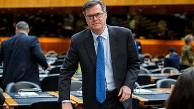 Dennis Shea, U.S. Ambassador to the WTO, arrives for the opening of the General Council at its headquarters in Geneva, Dec. 9, 2019.