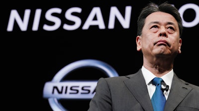 In this Dec. 2, 2019, file photo, Nissan Chief Executive Makoto Uchida speaks during a press conference at the automaker's headquarters in Yokohama.