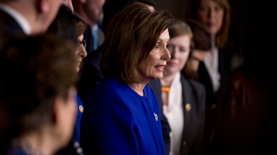 House Speaker Nancy Pelosi speaks at a news conference to discuss the USMCA trade agreement, Dec. 10, 2019, on Capitol Hill.