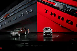General Motors President Mark Reuss talks about the new 2021 Chevrolet Suburban and Tahoe in Detroit, Dec. 10, 2019.