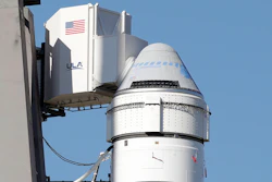 A Boeing Starliner spacecraft sits on a United Launch Alliance Atlas 5 rocket at the Cape Canaveral Air Force Station, Dec. 4, 2019.