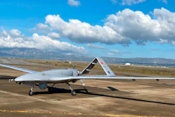A Turkish-made Bayraktar TB2 drone at an airport in Gecitkala, Cyprus, Dec. 16, 2019.