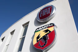 In this Nov. 2, 2019, file photo, the logo of Italian automaker Fiat is pictured in Villeneuve d'Ascq, France.