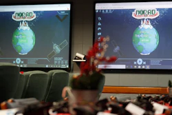 Monitors in the NORAD Tracks Santa center at Peterson Air Force Base, Dec. 23, 2019, in Colorado Springs, Colo.