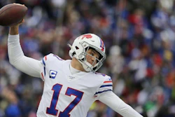 Buffalo Bills quarterback Josh Allen celebrates after a touchdown against Washington, Nov. 3, 2019, Orchard Park, N.Y.