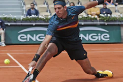 Argentina's Juan Martin del Potro plays a shot against Chile's Nicolas Jarry during their first-round match of the French Open at Roland Garros stadium, Paris, May 28, 2019.