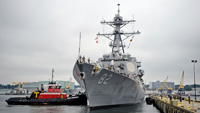 In this Sept. 6, 2019, file photo, the U.S. Navy Arleigh Burke-class guided missile destroyer USS Lassen (DDG-82) moors at Fort Trumbull State Park in New London, Conn.