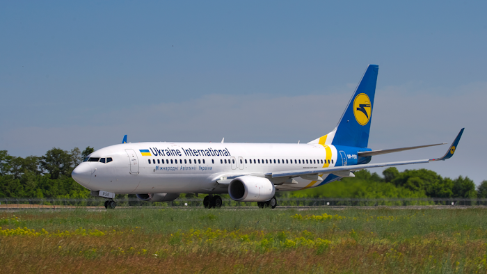 The Ukrainian Boeing 737-800 UR-PSR plane that crashed Jan. 8 on the outskirts of Tehran seen at Borispil international airport outside Kyiv, May 26, 2018.