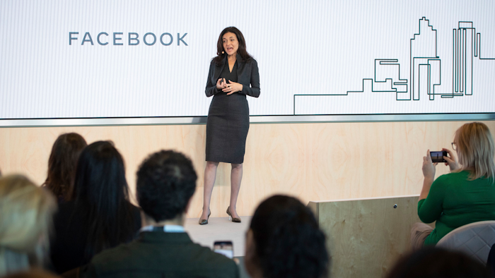 Facebook Chief Operating Officer Sheryl Sandberg at a press conference in London, Jan. 21, 2020.