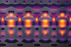 This image, magnified 25,000 times, shows a section of a prototype accelerator-on-a-chip.