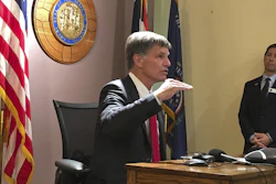 Wyoming Gov. Mark Gordon during a media conference in Cheyenne, June 27, 2019.