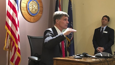 Wyoming Gov. Mark Gordon during a media conference in Cheyenne, June 27, 2019.