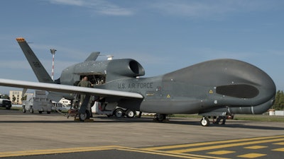 In this Oct. 24, 2018, photo, members of the 7th Reconnaissance Squadron prepare to launch an RQ-4 Global Hawk at Naval Air Station Sigonella, Italy.