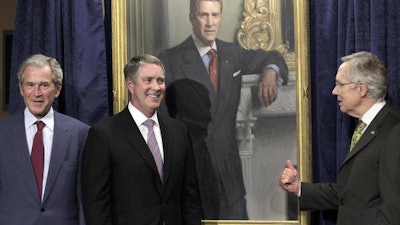 Former Senate Majority Leader Bill Frist, R-Tenn., is honored at the unveiling of his portrait at a ceremony in Old Senate Chamber of the Capitol in Washington, March 2, 2011.