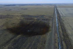 Spills from TransCanada Corp.'s Keystone pipeline near Amherst, S.D., Nov. 17, 2017.