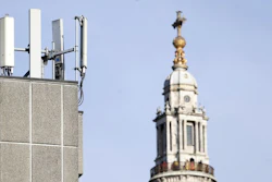 Mobile network phone masts in front of St Paul's Cathedral, London, Jan. 28, 2020.