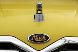 The hood of a Mack truck at an engine factory owned by Volvo AB, March 23, 2006, in Hagerstown, Md.