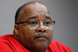 In this Nov. 6, 2019, file photo, Rory Gamble, acting head of the United Auto Workers union, answers questions in Southfield, Mich.