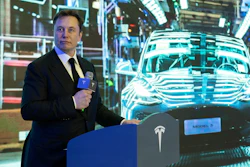 Tesla CEO Elon Musk speaks at a delivery ceremony for the first Model 3 cars made at Tesla's factory in Shanghai, Jan. 7, 2020.