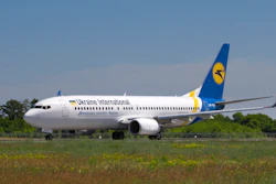 The Ukrainian Boeing 737-800 UR-PSR plane that crashed Jan. 8 on the outskirts of Tehran seen at Borispil international airport outside Kyiv, May 26, 2018.
