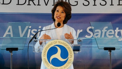 U.S. Transportation Secretary Elaine Chao announces voluntary safety guidelines for self-driving cars in Ann Arbor, Mich., Sept. 12, 2017.