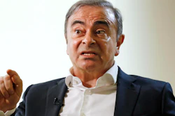 Former Nissan Chairman Carlos Ghosn speaks to Japanese media during an interview in Beirut, Jan. 10, 2020.