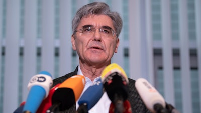 Joe Kaeser, CEO of Siemens, addresses the media during a statement in Berlin, Jan. 10, 2020.