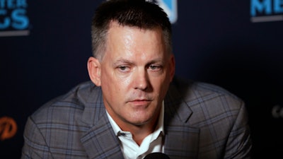 In this Dec. 10, 2019, file photo, then-Houston Astros manager A.J. Hinch speaks during the Major League Baseball winter meetings in San Diego.