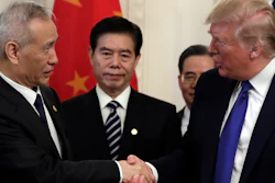 President Donald Trump shakes hands with Chinese Vice Premier Liu He after signing a trade agreement in the East Room of the White House, Jan. 15, 2020.