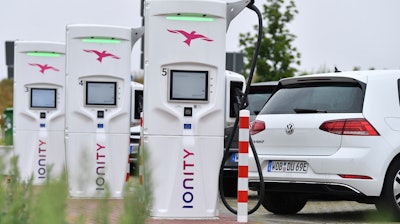 Commissioning of an Ionity E superfast charging park in Altenburg, Germany, July 19, 2019.
