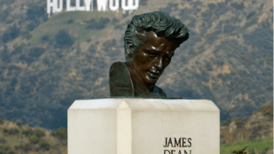 This Jan. 17, 2020, photo shows a bust of actor James Dean at the Griffith Observatory in Los Angeles.